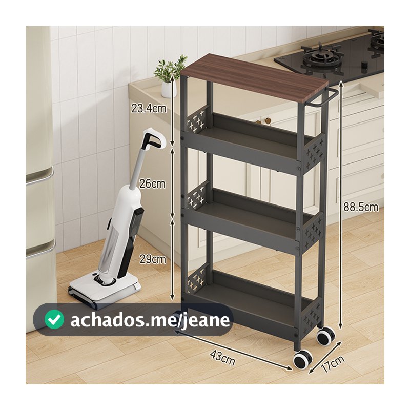 Carrinho de armazenamento slim 4 andares para frutas e legumes na cozinha em espaços pequenos, carrinho de roupa