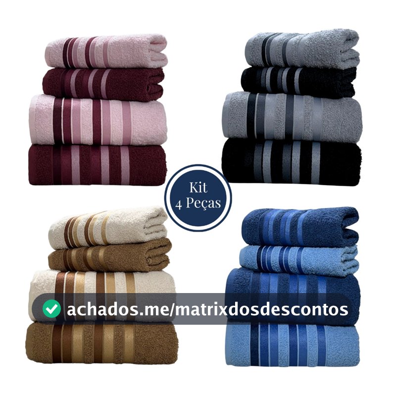 Jogo Toalha de Banho 4 Peças 100% Algodão Grossa Felpuda Super Macia Excelente Absorção New Premier Habitat