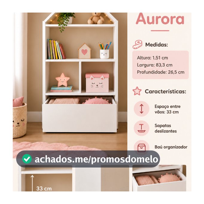 Casinha Organizadora Infantil Aurora Para Quarto