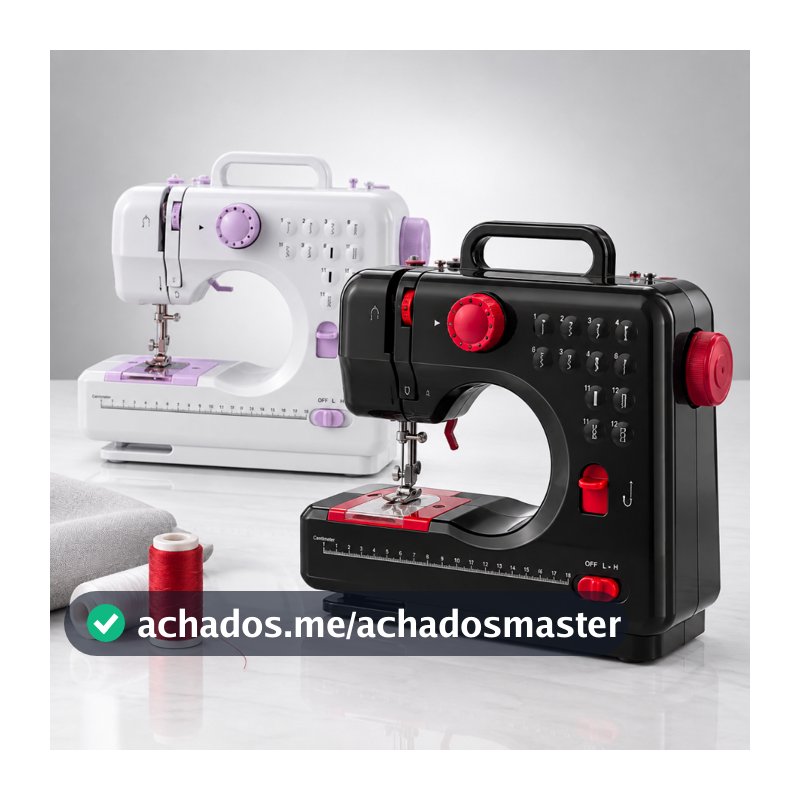 Mini Máquina de Costura Doméstica Multifuncional – 12 Pontos – Compacta e Prática