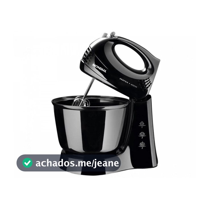 Batedeira Mondial Preta 400W Prática B-44-B - 3 Velocidades
