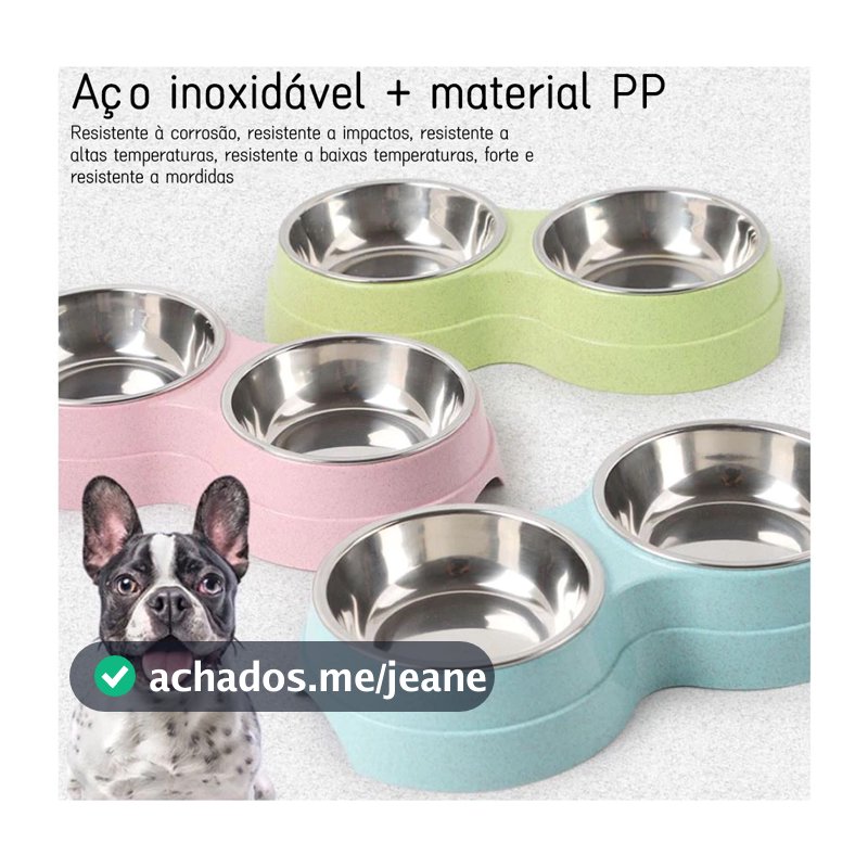 Comedouro e bebedouro inox Duplo para bicho de estimação cachorro ou gatos C/antiderrapante