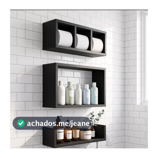 Kit Nichos para Banheiro 3 Peças | Porta Papel Higiênico, Nicho Porta Shampoo, Porta Toalha 100% MDF