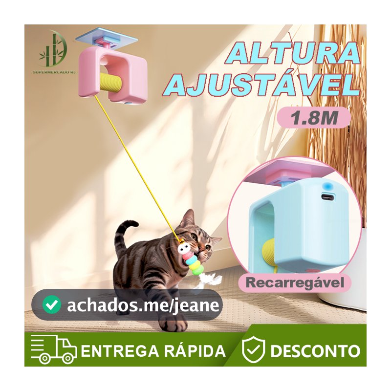 Brinquedo para Gatos Interativo Automático USB Recarregável + Corda Elástica Suspensa para Gatos Pet,Alívio do Tédio