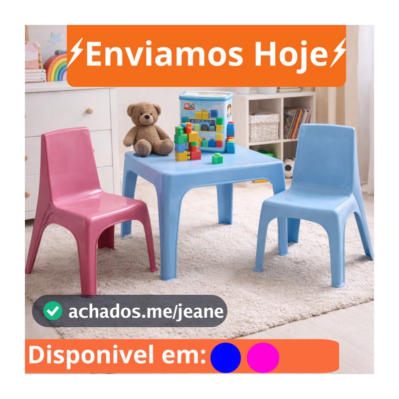 Conjunto de mesa e cadeira infantil para menina  resistente, para estudo, desenho e recreação, alta durabilidade.