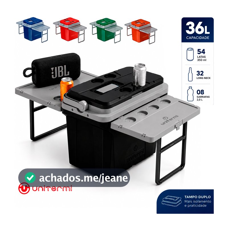 Super Caixa Termica Cooler Multifuncional 36 L Jurere Mesa Retrátil Embutidas Dobravel Camping Praia