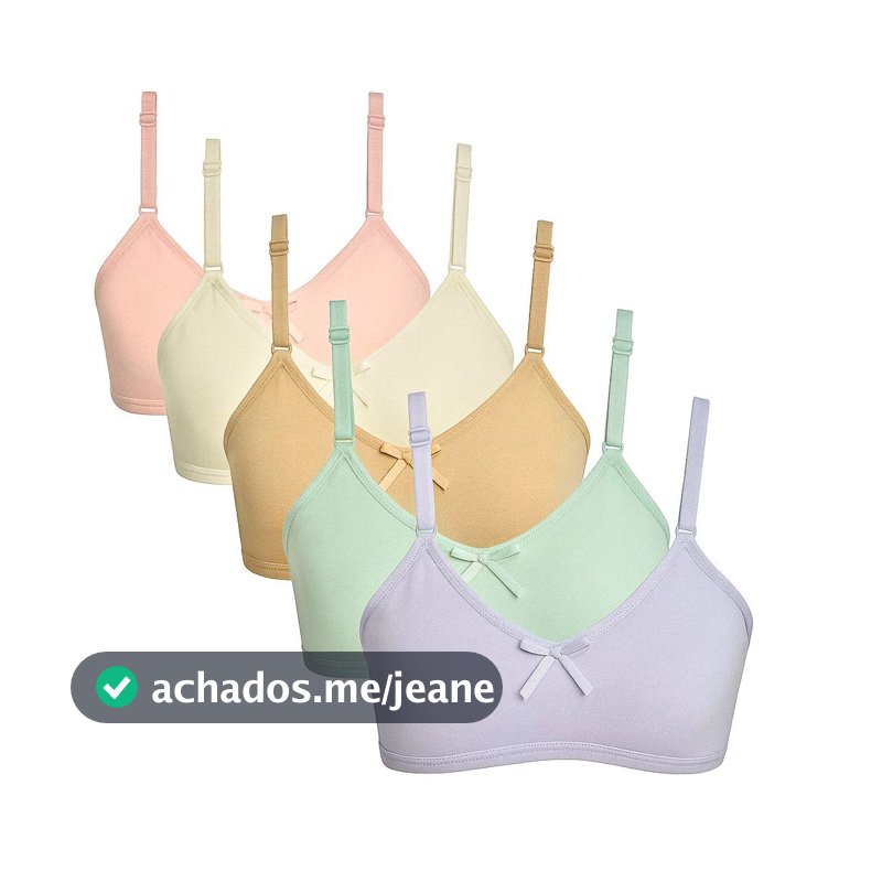Kit Sutiã Juvenil Infantil Menina Moça Adolescente Cotton Algodão Com Abertura Atrás