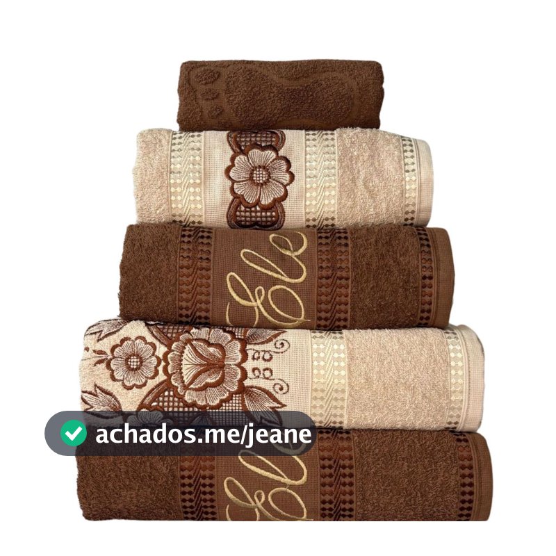 Jogo de Toalha de Banho Bordado Richilieu 5 Peças Toalhas Muito Delicadas