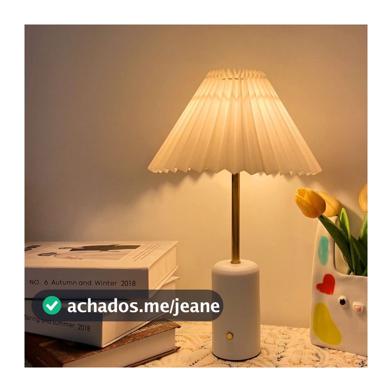 Abajur de Mesa Estilo Retrô Pregueado Mesa Recarregável LED Quente para Quarto/Escritório/Sala