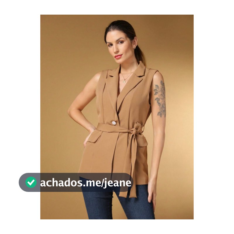 Colete feminino longo comprido alfaiataria moda gringa cinto colete social