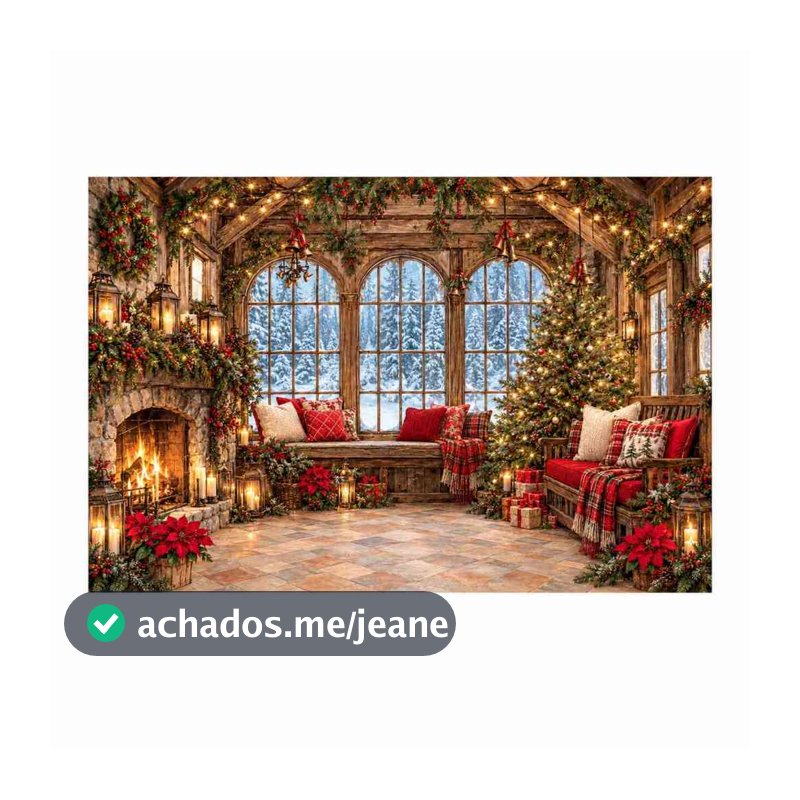 Painel Fundo de decoração tema Natal Em Tecido 2,20x1,70m