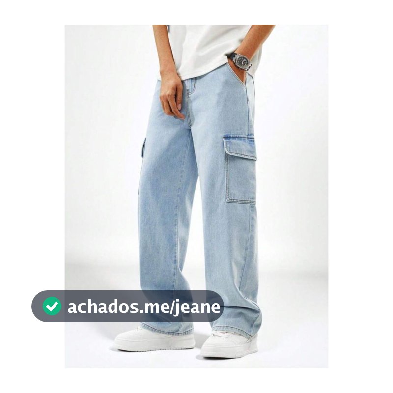Calça Jeans Masculina Cargo Grafite Cargo Black Baggy Reta Menino Adolescente Infantil Juvenil 10-16