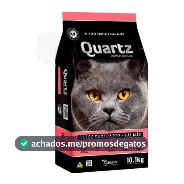 Ração Quartz Premium Para Gatos Castrados Sabor Salmão 10.1kg E Sabor de Frango 10,1Kg