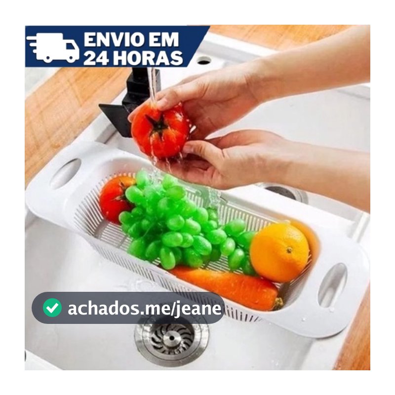 Escorredor De Pia Retrátil Com Alças Cesta Rack Ajustável Para Pratos Alimentos Frutas Legumes Verduras Multiuso Casa