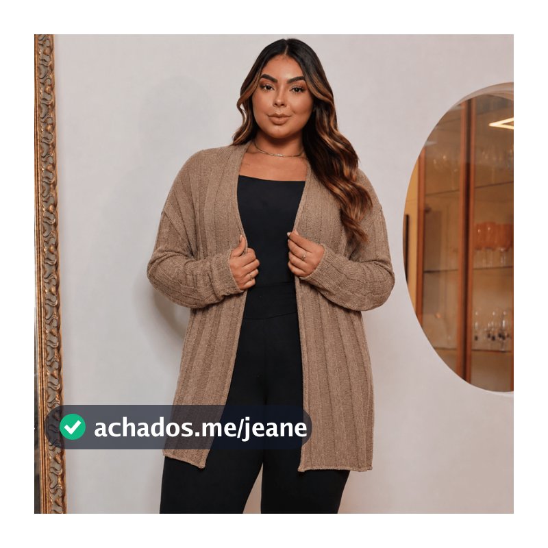 Casaco Tricot Plus Size Kimono Cardigan Longo Manga