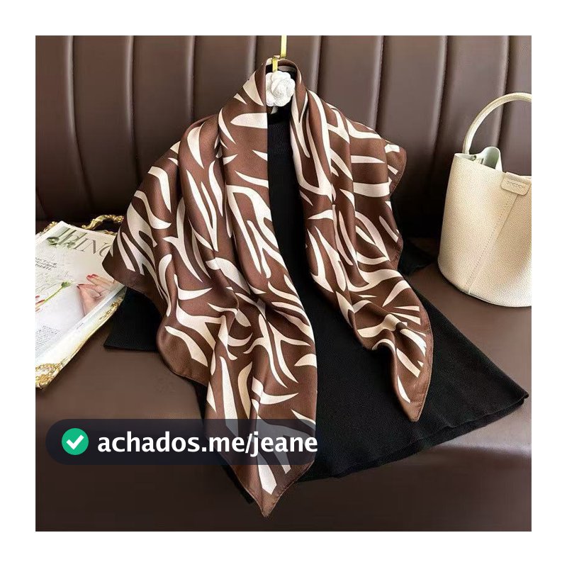 Lenço Feminino de Cetim 90x90 Grande Estampado Quadrado Elegante Multiuso Bandana Moda