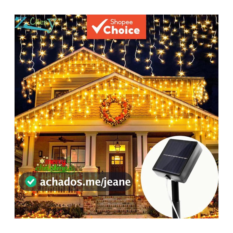 Cortina Solar Iluminação Luzes Da Corda De Sincelo Ao Ar Livre À Prova Dwaterproof Água Para Casa Jardim Feriado Natal D