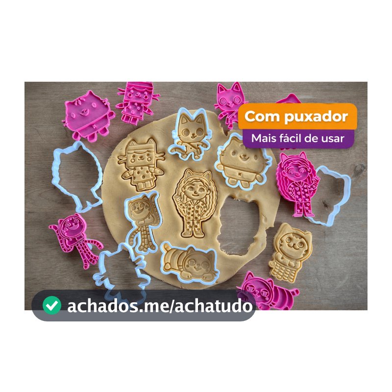 Kit 7 Cortadores de Biscoito A Casa Mágica da Gabby / Gabby Dollhouse com Puxador – Infantil