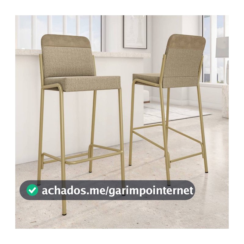 Kit 2 Banquetas Altas Duo Carraro Bamboo e Dourado