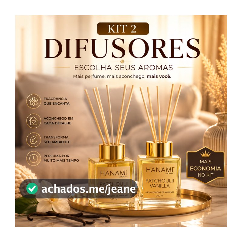 Kit 2 Difusores de Ambiente 100ml Hanami Aromatizador com Varetas Para Casa