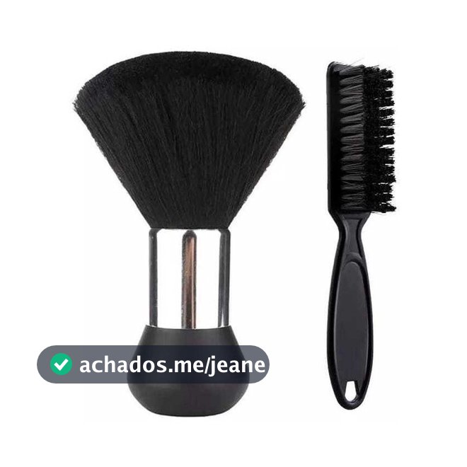 Kit Escovinha P/ Barba Profissional + Espanador Pincel Preto