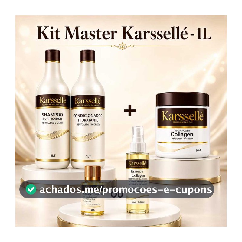Kit Shampoo 1LT + Condicionador 1LT + Máscara 500g + Oleo 7ml OU 60ml - Karssellé