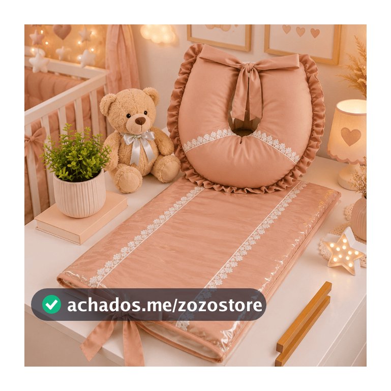 Kit Maternidade Essencial Almofada Amamentação + Trocador Cômoda Liso Impermeável