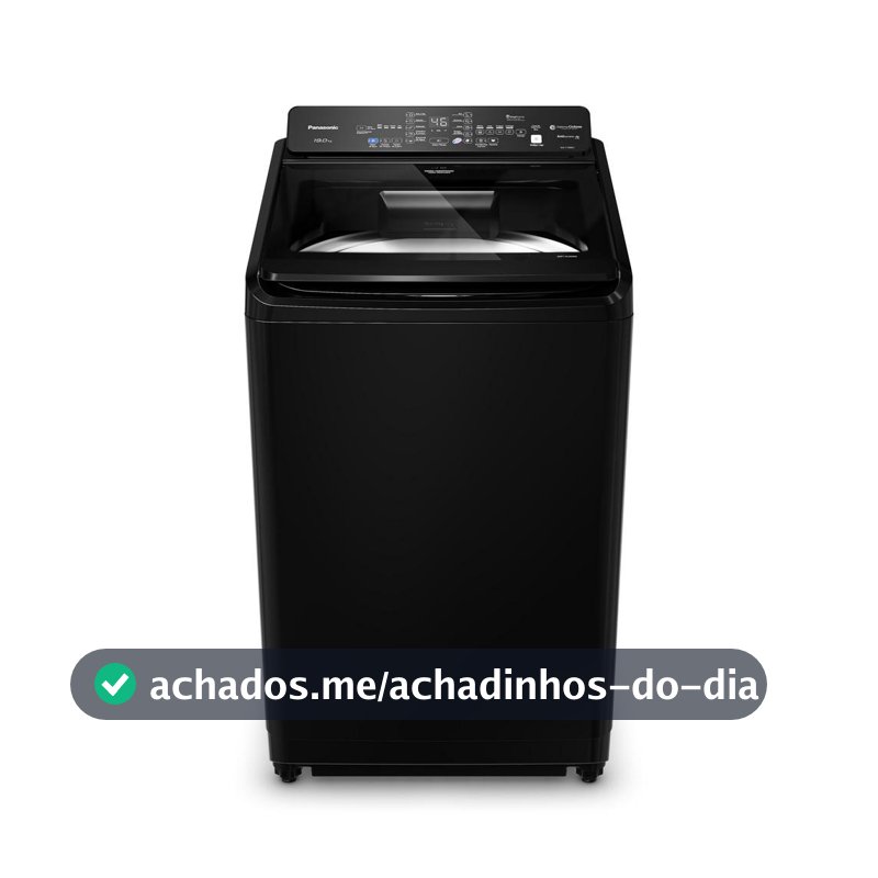 Máquina de Lavar Panasonic 19Kg com 10 Programas de Lavagem e Smartsense Preta NA-F190G1BB 220V