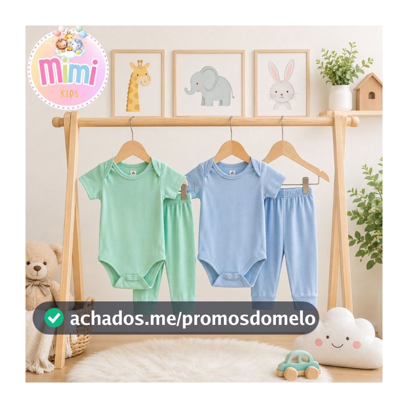 Kit 4 Peças Mijão Calça e Body Malha Tamanhos P/M/G Bebê