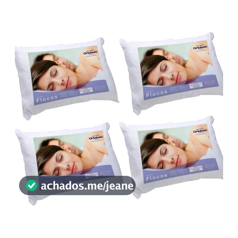 Kit 4 Travesseiro Ortobom Flocos antialérgico 60x40cm mais firme