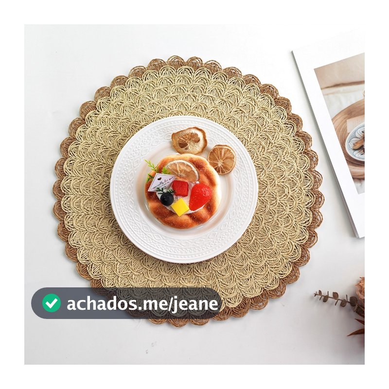 6 ou 12 Peças Jogo Americano Kit Trançado Redondo para Mesa de Jantar Sousplat Decorativo