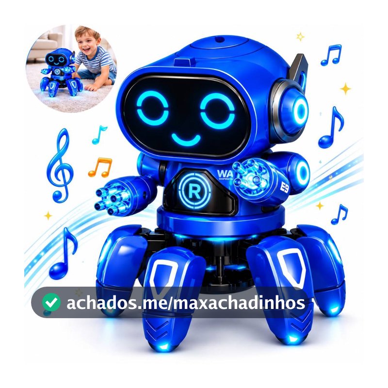 Brinquedo infantil Robô Aranha Dançarino 6 Pernas com Luz Som e Movimento