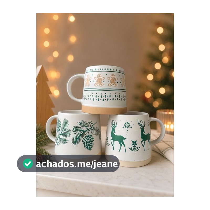 Caneca 450ml de Natal em Ceramica Fosca Canecas Minimalista De Natal