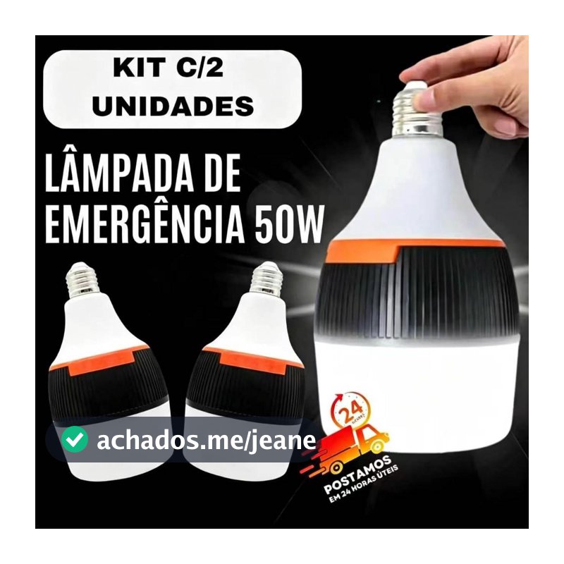 Lâmpada de Emergência LED 60W/50W/30W Bivolt – Dura 6h sem Energia, Portátil, Recarregável