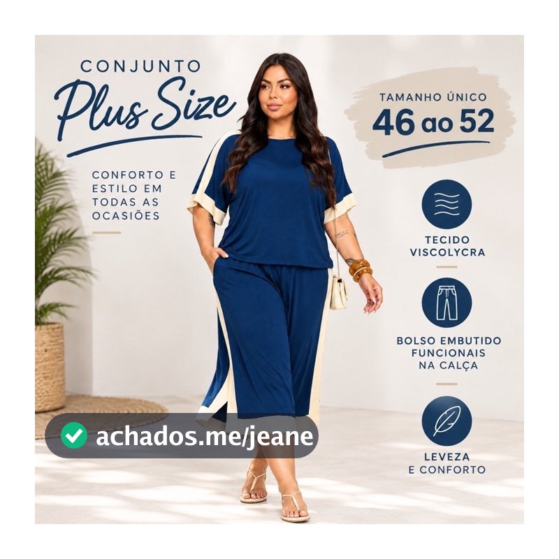 Conjunto Pantacourt Plus Size 46 ao 52 Feminino Elegante Confortável Exclusivo