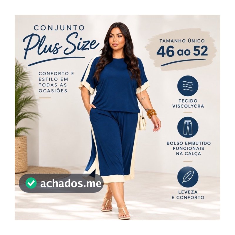 Conjunto Pantacourt Plus Size 46 ao 52 Feminino Elegante Confortável Exclusivo