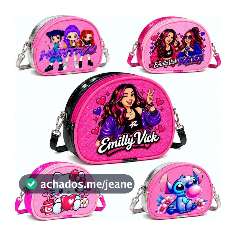 Bolsa Infantil Transversal Menina Emily Vick Hello Kitty Huntrix Stitch Personagens