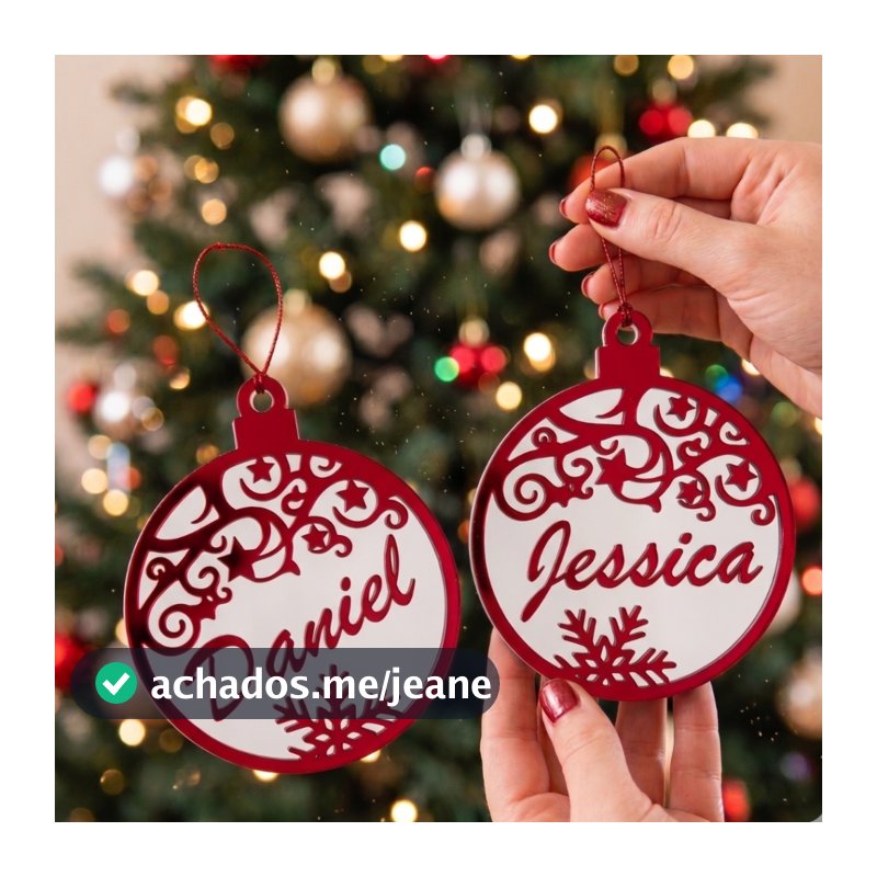 Bola de Natal Personalizada 3D com Nome Enfeite de Árvore Premium Luxo 10cm
