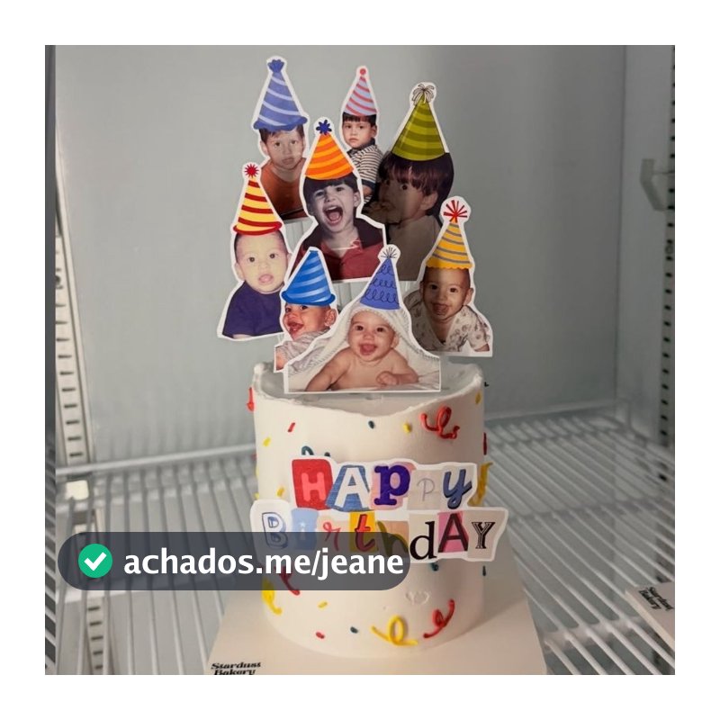 Topo de Bolo com Fotos Personalizado | 6 ou 10 Fotos + Plaquinha | Festa Aniversário