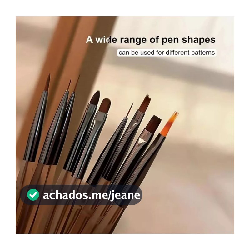 9pcs Pincéis Para Arte De Unhas , Conjunto De Ferramentas Desenho De Polimento De Gel