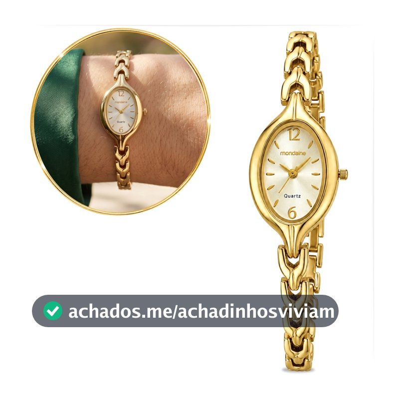 Relógio Mondaine Feminino Dourado Pequeno Mini Analógico Delicado Elegante Social Casual Original