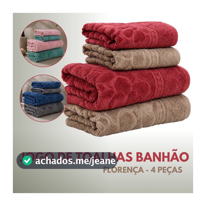 Kit Jogos De Toalhas Gigante Banhão Rosto 4 Peças Super Macio Aveludada Ótima Absorção Florença