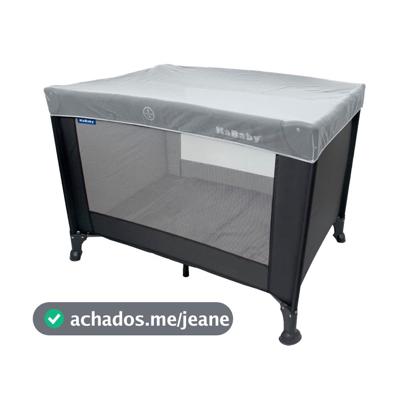 Berço Portátil Infantil Cercado Desmontável Com Mosquiteiro Adventure Cinza Kababy