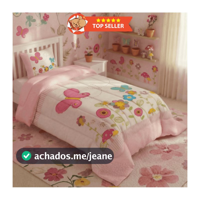 Edredom Infantil Solteiro Estampado 400 Fios Premium Grosso Macio e Quente 1 Peça Quarto Feminino