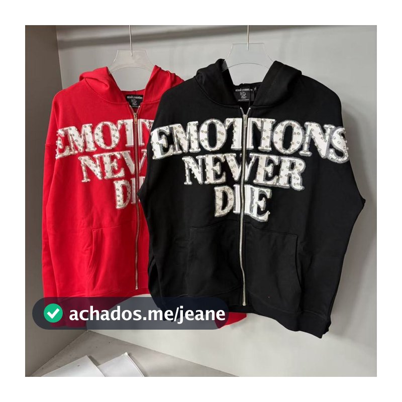 EMOÇÃO MISTA Novo Estilo Cardigan Jaqueta com Zíper Carta Diamante Diamante Moletom Unissex com Capuz