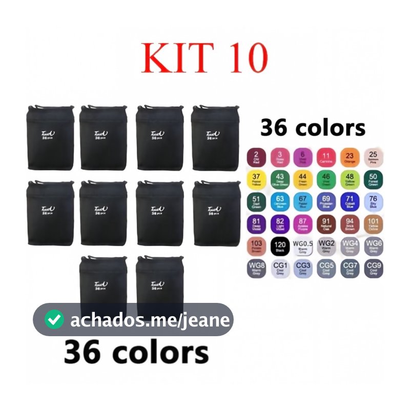 kit 10  36 Cores Caneta Marcadora De Cabeça Dupla Oleosa Montagem Artística Para Estudantes Material Escolar