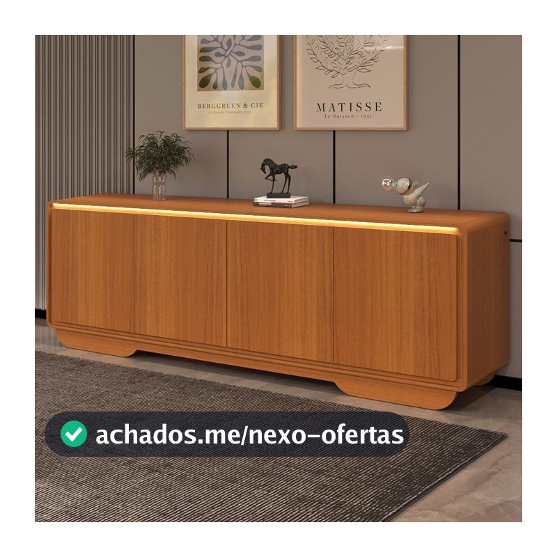 Aparador Buffet 4 Portas Com Led Arcus 218 Cm  Orgânico