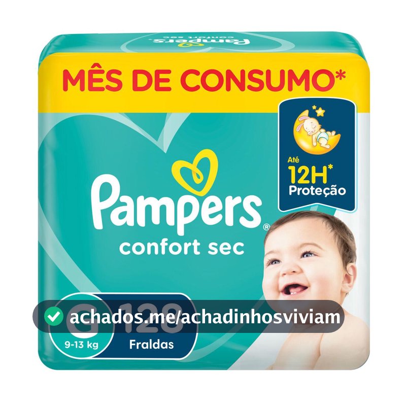 Fralda Pampers Confort Sec Jumbo Plus G com 128un