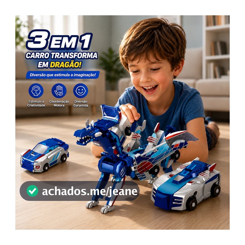 Brinquedo 2 em 1 Carro que Transforma em Dragão Robô Infantil Educativo