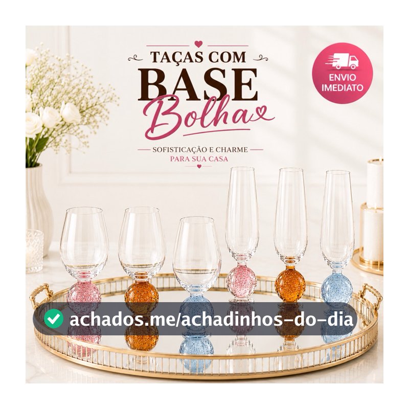 Conjunto Taça Kit 2, 4, 6 Unidades Vidro Transparente 350ml Esfera Orbe Mel Azul Rosa Bubble Luxo Água Vinho Espumante